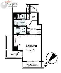 ヴォーガコルテ多摩川3 1Kの間取図画像