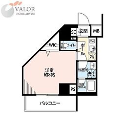 プレール・ドゥーク横濱子安 1Kの間取図画像