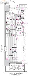 ガーラプライム横濱関内 1Kの間取図画像
