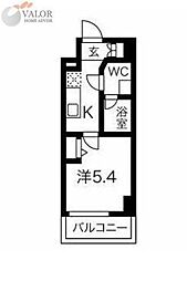 クラリッサ川崎ルーナ 1Kの間取図画像