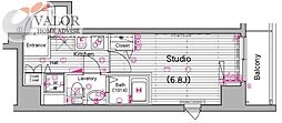 グランドガーラ横濱山下町 1Kの間取図画像