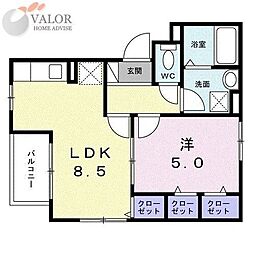 サニーレジデンス 1LDKの間取図画像