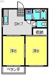 J.Mテラス2 2DKの間取図画像