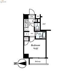 プレスタイル川崎 1Kの間取図画像