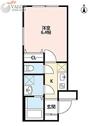 トライム武蔵小杉 1Kの間取図画像
