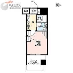 プレール・ドゥーク川崎大師 1Kの間取図画像
