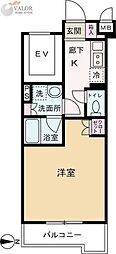 ルーブル武蔵中原伍番館 1Kの間取図画像