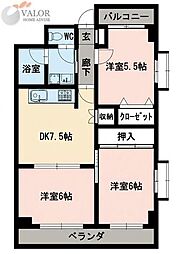 グランシャリオ 3DKの間取図画像