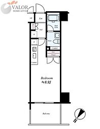 プレール・ドゥーク横浜SOUTHMaisonLoire ワンルームの間取図画像
