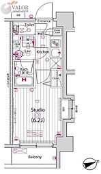 グランド・ガーラ横浜 1Kの間取図画像