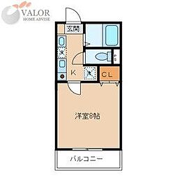 サンライトヒルズ 1Kの間取図画像