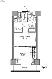 ザ・パークハビオ横浜東神奈川 1DKの間取図画像