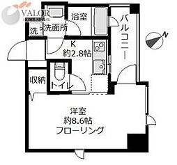 ロイジェント磯子 1Kの間取図画像