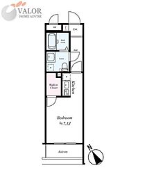 ライジングプレイス桜木町二番館 1Kの間取図画像
