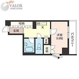 エスティメゾン川崎 1Kの間取図画像