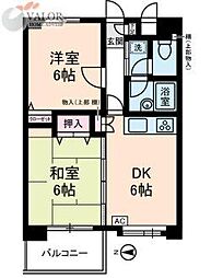 カピトール川崎1 2DKの間取図画像