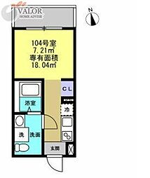川崎市川崎区渡田1丁目アパート ワンルームの間取図画像