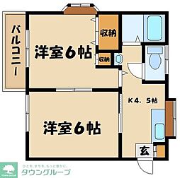 小田急小田原線 小田急相模原駅 徒歩5分の賃貸アパート 1階2Kの間取り