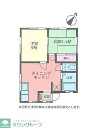 小田急小田原線 相武台前駅 徒歩26分の賃貸アパート 2階2DKの間取り