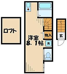 ルーチェセレーナ 2階ワンルームの間取り