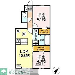 JR横浜線 相模原駅 徒歩11分の賃貸アパート 1階2LDKの間取り