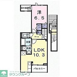 JR横浜線 淵野辺駅 バス10分 上宿下車 徒歩4分の賃貸アパート 2階1LDKの間取り