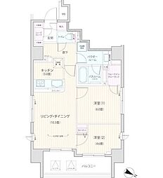 小田急小田原線 小田急相模原駅 徒歩2分の賃貸マンション 5階2LDKの間取り