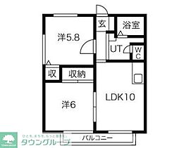 小田急小田原線 鶴川駅 徒歩9分の賃貸アパート 2階2LDKの間取り
