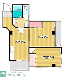 JR横浜線 淵野辺駅 徒歩5分の賃貸マンション 3階2DKの間取り