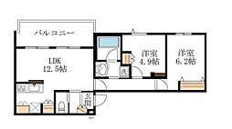 メゾン・ド・ベルヴィル 2LDKの間取図画像