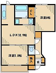 セゾン・グラシュー1 2LDKの間取図画像