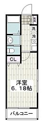 アルファベット大和東 1Kの間取図画像