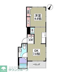 シャンボール.ソーナン 1Kの間取図画像