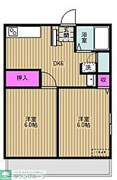 シティハイム玉川学園 2DKの間取図画像