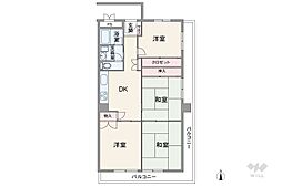 高槻スカイハイツ 4DKの間取図画像