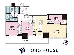 プラウドタワー小岩フロント 31階 3LDKの間取図画像