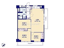行徳第二アクウェリヤスハイツ 3LDKの間取図画像