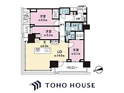 プラウドタワー芝浦 3LDKの間取図画像