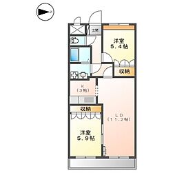 グランチェスタ・ノース 2LDKの間取図画像