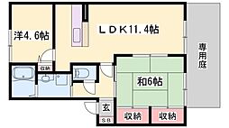 サンハイツ加古川 2LDKの間取図画像