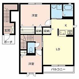 ヒルズ・ユー 2LDKの間取図画像