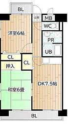 シャルル小野 2DKの間取図画像