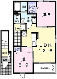 グランフィオーレC 2LDKの間取図画像