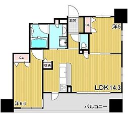 エスリード姫路 2LDKの間取図画像