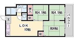 飾磨サンハイツ 3LDKの間取図画像