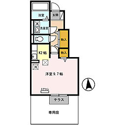 セジュール西土井 1Kの間取図画像