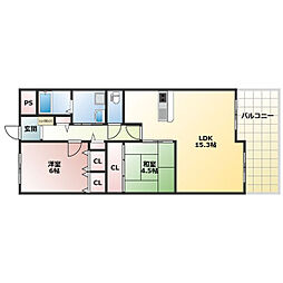 ライオンズマンション姫路西今宿 2LDKの間取図画像