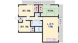珈琲館ビル 3LDKの間取図画像