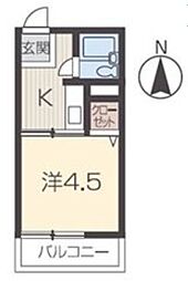 セジュール松ケ丘B棟 1Kの間取図画像