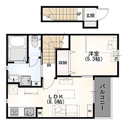 ロタス中島 1Kの間取図画像